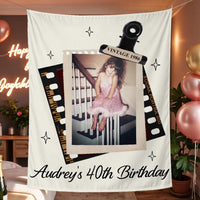 Personalized Audrey’s 40th Birthday Silk Banner with Retro Photo Design Nostalgic Party Backdrop Custom Milestone Birthday Decor Gift