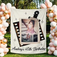 Personalized Audrey’s 40th Birthday Silk Banner with Retro Photo Design Nostalgic Party Backdrop Custom Milestone Birthday Decor Gift