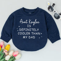 Personalized Aunt Kaylee Cooler Than Dad Baby Romper Custom Funny Bodysuit Infant Toddler Gift Soft Cotton Outfit NB–24M