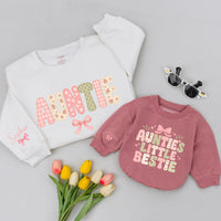 Personalized Auntie and Baby Romper Matching Outfit, Cute Cottagecore Typography Design, Custom Name Gift for Baby Girl or Toddler