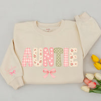 Personalized Auntie and Baby Romper Matching Outfit, Cute Cottagecore Typography Design, Custom Name Gift for Baby Girl or Toddler