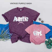 Personalized Auntie and Niece Matching Shirts Light Blue Pink Gingham Bow Design Sweet Custom Gift for Auntie's Girl or Baby Shower