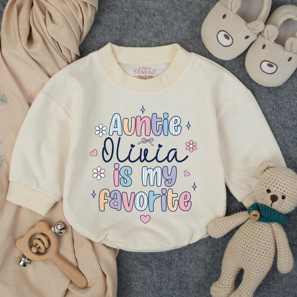 Personalized Auntie Olivia Is My Favorite Baby Romper Cute Infant Outfit Comfortable Toddler Clothes Gift for Baby Shower or New Aunt