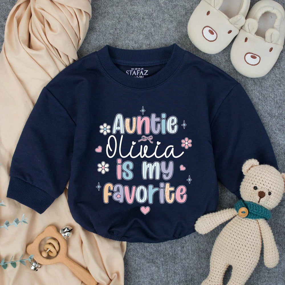 Personalized Auntie Olivia Is My Favorite Baby Romper Cute Infant Outfit Comfortable Toddler Clothes Gift for Baby Shower or New Aunt