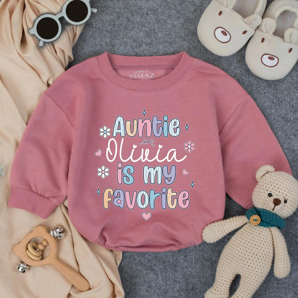 Personalized Auntie Olivia Is My Favorite Baby Romper Cute Infant Outfit Comfortable Toddler Clothes Gift for Baby Shower or New Aunt
