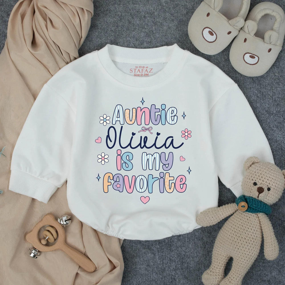 Personalized Auntie Olivia Is My Favorite Baby Romper Cute Infant Outfit Comfortable Toddler Clothes Gift for Baby Shower or New Aunt