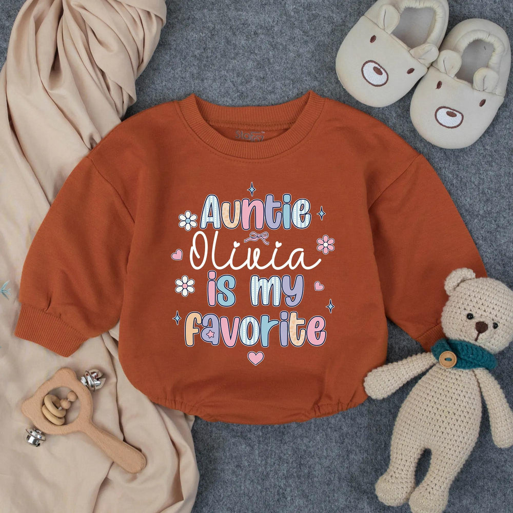 Personalized Auntie Olivia Is My Favorite Baby Romper Cute Infant Outfit Comfortable Toddler Clothes Gift for Baby Shower or New Aunt