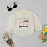 Personalized Auntie Sophia Says I'm Perfect Baby Romper Custom Baby Gift Soft Peach Brown Design Infant Bodysuit Cute Baby Shower Outfit