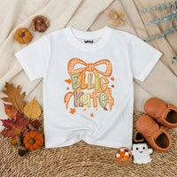 Personalized Autumn Baby Romper with Gingham Bow and Name Ellie Kate Fall Outfit Thanksgiving Baby Clothes Holiday Shower Gift