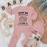 Personalized Baby Bodysuit Book My Reservation for Grandma and Grandpa's Cute House Design Newborn Gift Soft Cotton Outfit Fun Family Trip