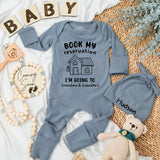 Personalized Baby Bodysuit Book My Reservation for Grandma and Grandpa's Cute House Design Newborn Gift Soft Cotton Outfit Fun Family Trip