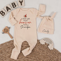Personalized Baby Bodysuit with Cardinal Artwork, 'A Little Gift from Heaven' Quote, Soft Cotton Newborn Outfit, Memorial Gift from Grandpa