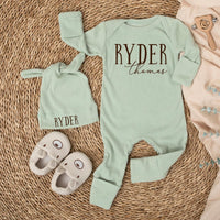 Custom Baby Name Bodysuit and Hat Set for Newborns, Soft Cotton Coming Home Outfit, Personalized Twin Baby Clothes, Gender-Neutral Gift