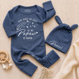 Personalized Baby Bodysuit & Hat Set - Hand Picked for Earth by My Papaw in Heaven - Soft Cotton Newborn Outfit for Memorial Gift