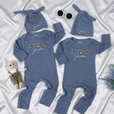 Personalized Baby Bodysuit and Hat Set with Mallard Duck Print, Custom Name Ribbed Cotton Romper, Newborn Outfit for Baby Shower Gift