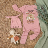Personalized Baby Bodysuit Just Moved Out of Mom’s Place Own Crib Design Newborn Outfit Cotton Coming Home Gift Boho Rainbow Colors