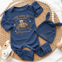 Personalized Baby Bodysuit 'Just Moved Out of Mom's Place', Beige Cowboy Theme Outfit with Custom Name Hat, Soft Cotton Newborn Gift