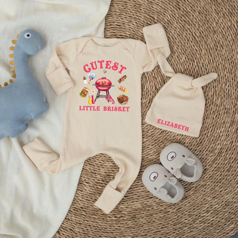 Personalized Baby Q Bodysuit and Welcome Sign BBQ Baby Shower Decor Summer Gift with Grill Food Design Custom Infant Party Set