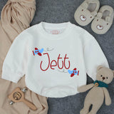 Personalized Baby Boy Bubble Romper with Airplane Design Soft Blue Gingham Outfit Infant Birthday Gift Custom Name Cotton Comfortable