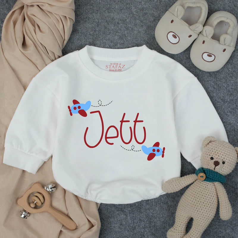 Personalized Baby Boy Bubble Romper with Airplane Design Soft Blue Gingham Outfit Infant Birthday Gift Custom Name Cotton Comfortable