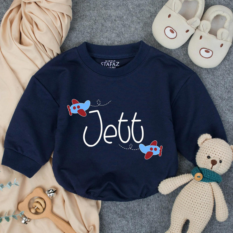 Personalized Baby Boy Bubble Romper with Airplane Design Soft Blue Gingham Outfit Infant Birthday Gift Custom Name Cotton Comfortable
