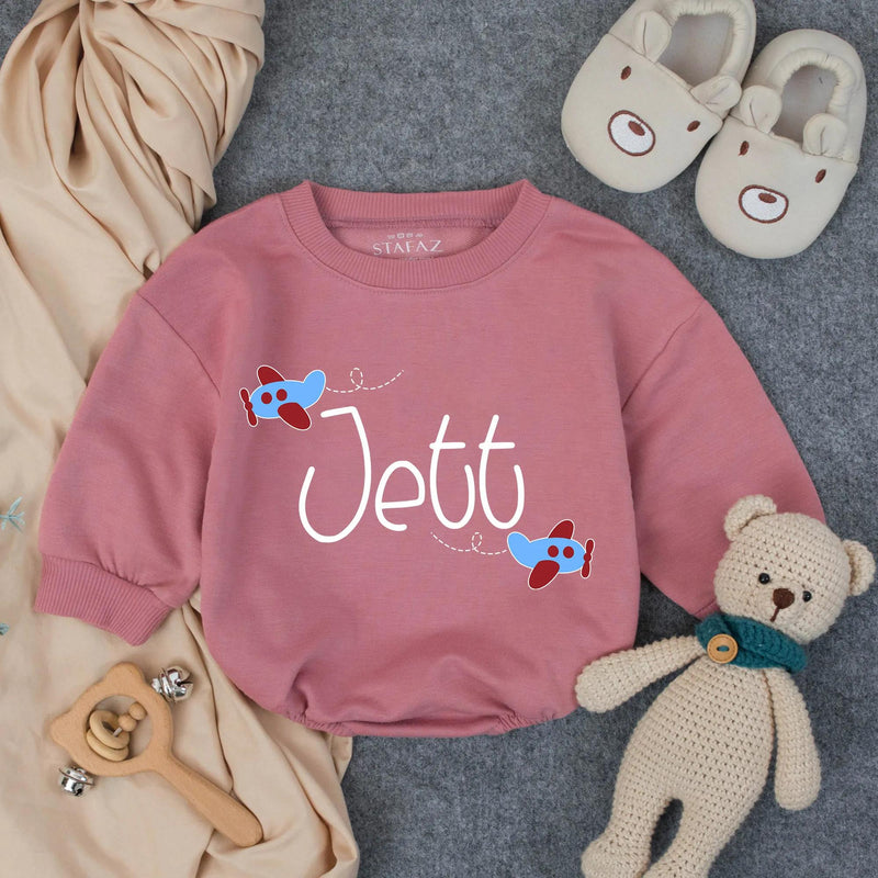 Personalized Baby Boy Bubble Romper with Airplane Design Soft Blue Gingham Outfit Infant Birthday Gift Custom Name Cotton Comfortable