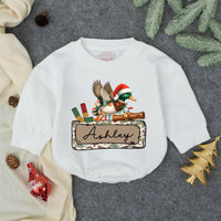 Personalized Baby Boy Christmas Romper Festive Mallard Duck Outfit Holiday Gift Custom Name Ashley Soft Cotton