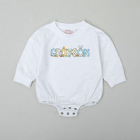 Personalized Baby Boy Easter Romper with Bunny Ears Soft Cotton First Easter Outfit Custom Name Gift Festive Gingham Pattern