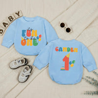 Personalized Baby Boy First Birthday Romper, It's Fun to Be One Outfit with Name, Party Hat and Balloons Design, Cake Smash Celebration Wear