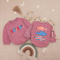 Personalized Baby Boy Fourth of July Romper with USA Bass Fish Design Patriotic Red White Blue Outfit, Soft Cotton Summer Gift