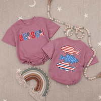 Personalized Baby Boy Fourth of July Romper with USA Bass Fish Design Patriotic Red White Blue Outfit, Soft Cotton Summer Gift
