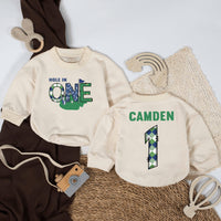 Personalized Baby Boy Golf Birthday Romper with Argyle Pattern, Hole in One First Birthday Outfit, Custom Name and Number Design