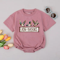 Personalized Baby Boy Romper with Mallard Duck Design First Birthday Outfit Soft Cotton Newborn Bodysuit Perfect Duck Lover Gift