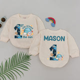 Personalized Baby Boy Space Romper 1st Trip Around the Sun Birthday Outfit Custom Name Astronaut Design Fun Comfortable Gift Idea