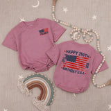 Personalized Baby Bubble Romper with Distressed American Flag, Happy 250th Birthday USA Outfit, Cute Patriotic Gift for Toddlers