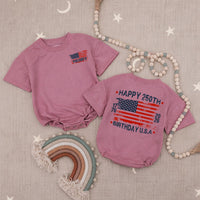 Personalized Baby Bubble Romper with Distressed American Flag, Happy 250th Birthday USA Outfit, Cute Patriotic Gift for Toddlers