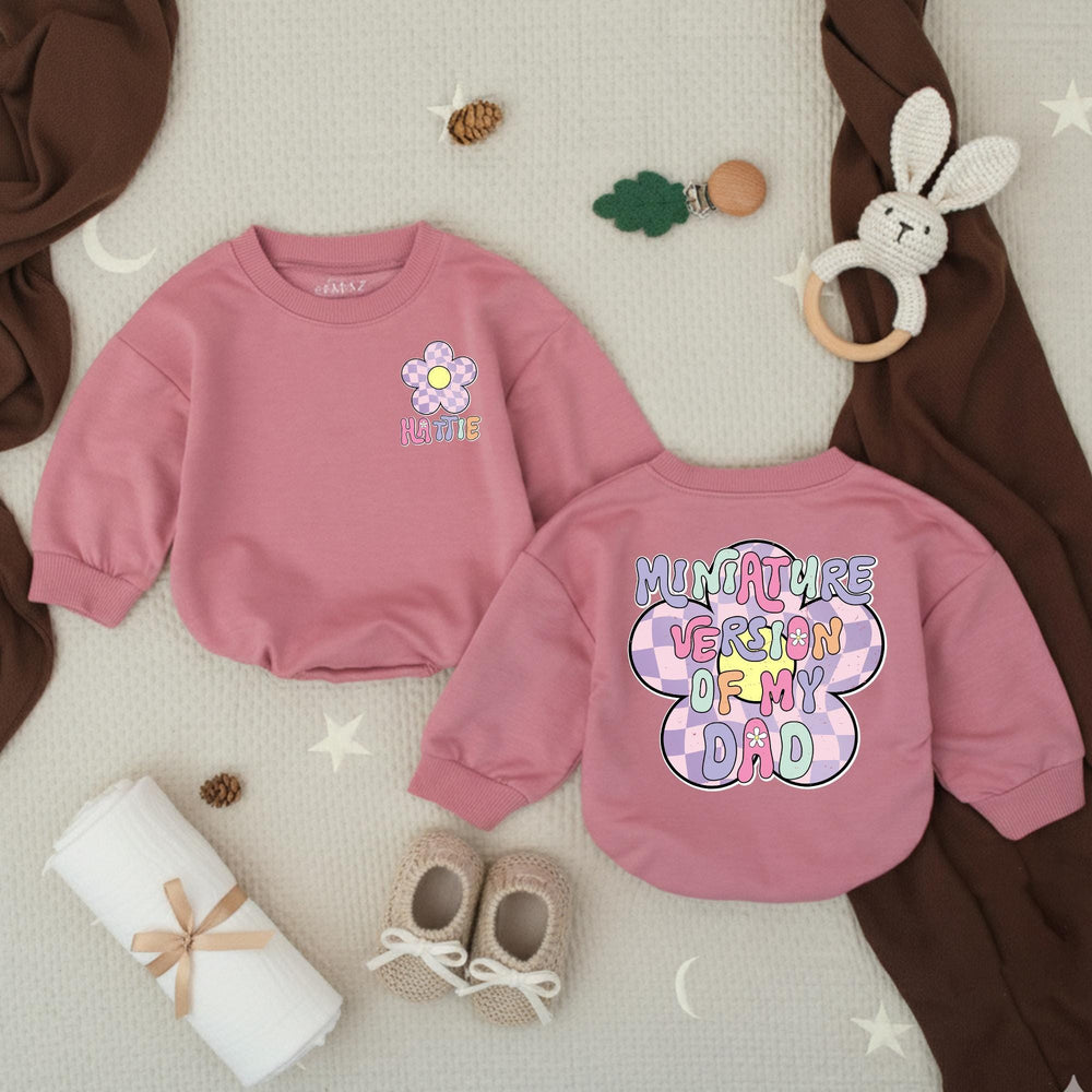 Personalized Baby Bubble Romper with Retro Flower Design Custom Name Toddler Girl Outfit Soft Pastel Colors Fun 70s-Inspired Birthday Gift