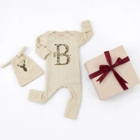 Personalized Baby Camouflage Monogram Outfit with Deer Hat Custom Name Newborn Coming Home Clothes Hunting Gift for Boys and Girls