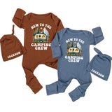 Personalized Baby Camping Bodysuit Outfit with Custom Hat, Newborn Coming Home Set, Soft Cotton Ribbed Fabric, Perfect for Outdoor Adventures
