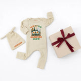 Personalized Baby Camping Bodysuit Outfit with Custom Hat, Newborn Coming Home Set, Soft Cotton Ribbed Fabric, Perfect for Outdoor Adventures