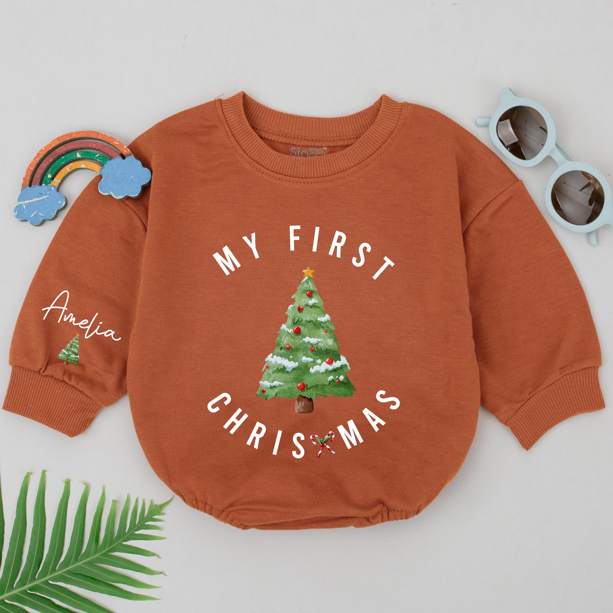 Personalized Baby Christmas Romper My First Christmas Festive Outfit for Girls Boys Soft Cotton Holiday Gift Newborn and Infant Style