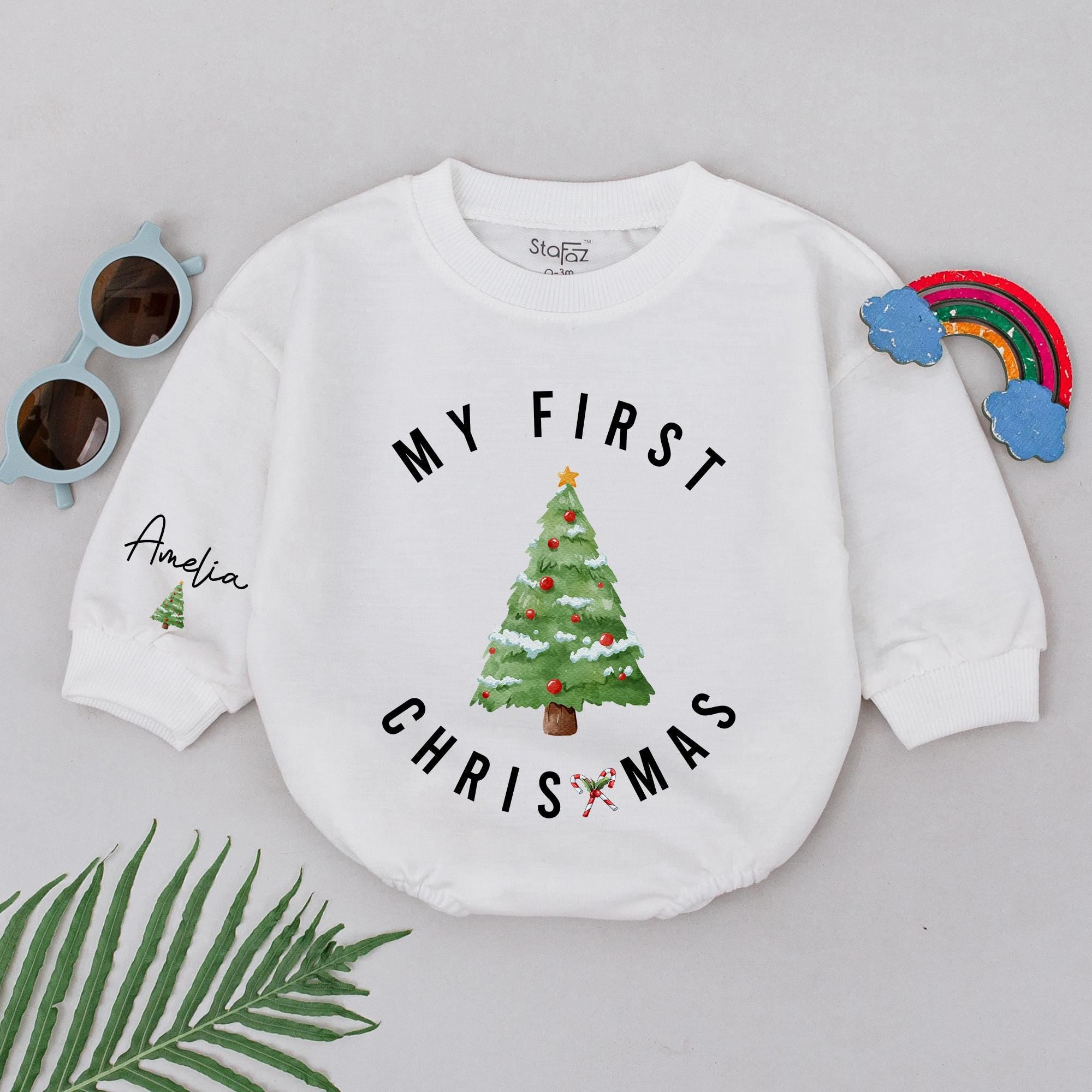 Personalized Baby Christmas Romper My First Christmas Festive Outfit for Girls Boys Soft Cotton Holiday Gift Newborn and Infant Style