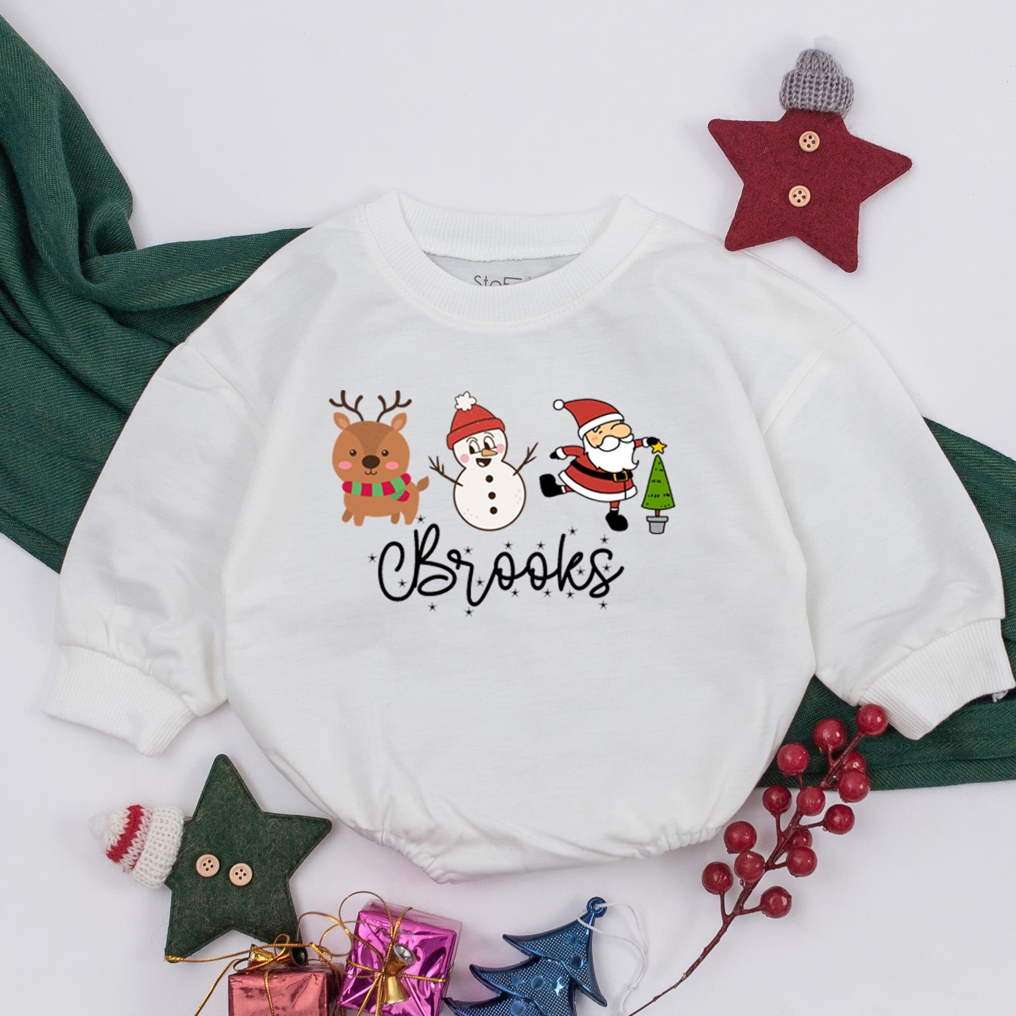 Personalized Baby Christmas Romper with Snowman Reindeer Design Holiday Infant Outfit Custom Name Newborn Shower Gift Cotton Comfort
