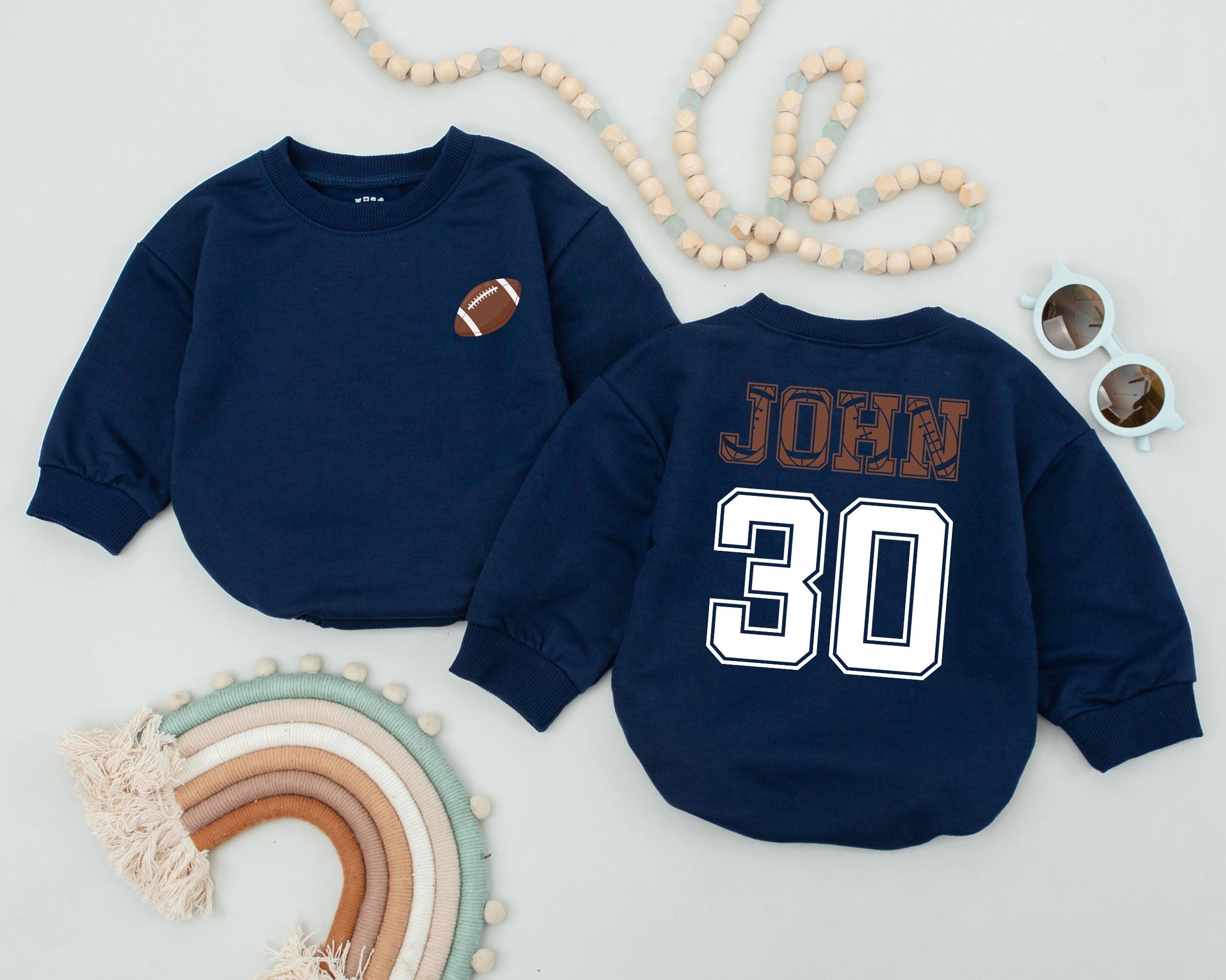 Personalized Baby Football Romper Custom Name Birthday Outfit Sporty 1st Celebration Bodysuit Infant Boy Girl Game Day Cotton Gift