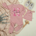 Personalized Baby Girl Bodysuit with Pink Cow-Print H Hannah Name Western Outfit Cute Newborn Set Country Baby Shower Gift Cotton Soft