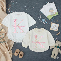 Personalized Baby Girl Floral Initial Romper with Name, Long Sleeve Soft Cotton Outfit for Newborn Milestones, First Birthday or Baby Shower