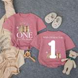 Personalized Baby Girl First Birthday Bubble Romper One for the Books Outfit Coral Pink Wildflower Design Cake Smash Photo Clothes