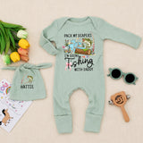Personalized Baby Girl Fishing Bodysuit Set with Name, Pack My Diapers I’m Going Fishing with Daddy Outfit, Cute Going Home Clothes