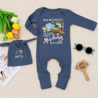 Personalized Baby Girl Fishing Bodysuit Set with Name, Pack My Diapers I’m Going Fishing with Daddy Outfit, Cute Going Home Clothes
