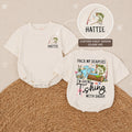 Personalized Baby Girl Fishing Romper with Custom Name Hattie, Pack My Diapers I’m Going Fishing with Daddy Outfit, Soft Cotton Design